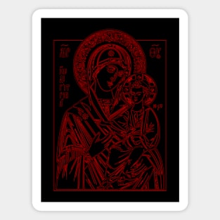Icon of Virgin Mary and Jesus (red) Magnet